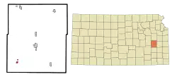 Location within Coffey County and Kansas