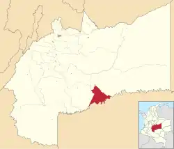 Location of the municipality and town of Puerto Concordia in the Meta Department of Colombia.