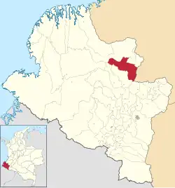 Location of the municipality and town of El Rosario, Nariño in the Nariño Department of Colombia.