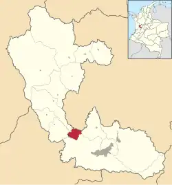 Location of the municipality and town of La Virginia in the Risaralda Department of Colombia.