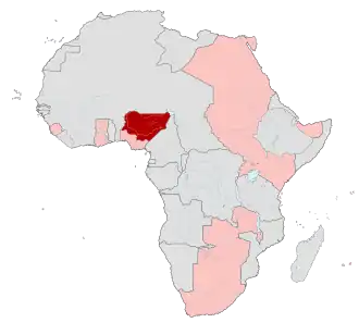 Northern Nigeria (red) British possessions in Africa (pink) 1913