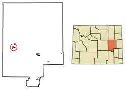 Location of Glenrock in Converse County, Wyoming.