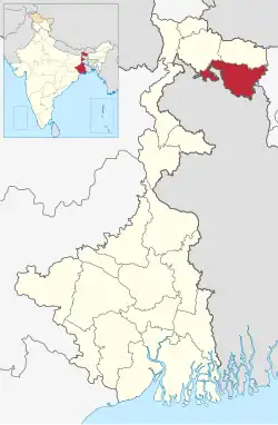 Location of Cooch Behar district in West Bengal