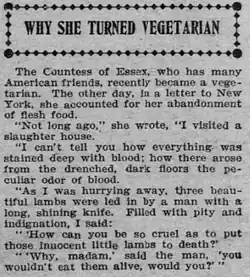 Adele Capell convert to vegetarianism