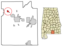 Location of Red Level in Covington County, Alabama.