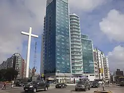 Cross and monument to Pope John Paul II in Tres Cruces