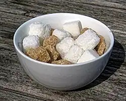 bowl of sugar cubes