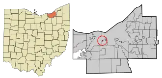 Location in Cuyahoga County and the state of Ohio.
