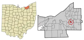 Location in Cuyahoga County and the state of Ohio