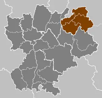 Gray map of former Rhône-Alpes region, with Haute-Savoie in brown