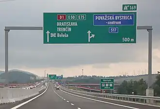 D1 motorway exit Považská Bystrica