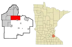 Location of the city of Rosemount within Dakota County, Minnesota