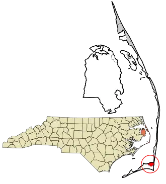 Location in Dare County and the state of North Carolina.