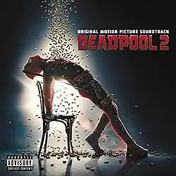 Deadpool leans backwards on a chair underneath a shower of bullets, with the title "Deadpool 2" shown.