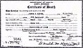 Front of Death Certificate for John Otto Siegel(With errors)