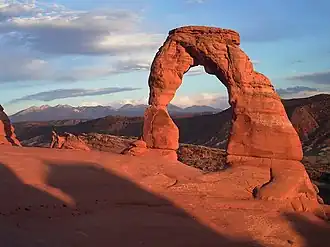 Sunset at Delicate Arch in Arches National Park in Utah