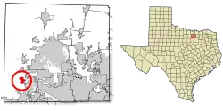 Location of Justin in Denton County, Texas