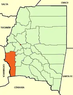 Location of Choya Department within Santiago del Estero Province