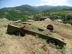 Destroyed military vehicle