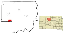 Location in Dewey County and the state of South Dakota
