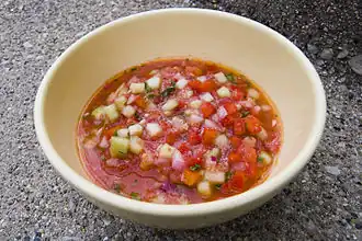 bowl of brightly coloured vegetable soup