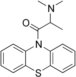 Skeletal formula of dimethylaminopropionylphenothiazine