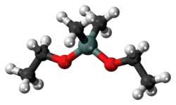 Ball-and-stick model of the dimethyldiethoxysilane molecule