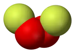 Spacefill model of dioxygen difluoride