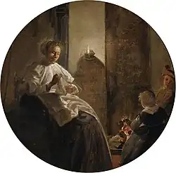 Dirck Hals, A Woman Sewing by Candlelight, 1633