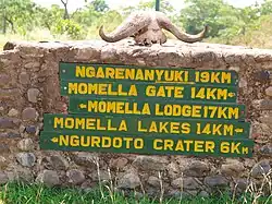 Directional sign within Arusha National Park 2015