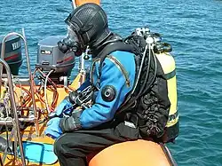 Diver wearing a bungee wing