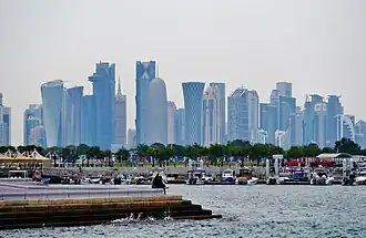 Doha Corniche is the 7 km long waterfront that connects the new district of West Bay with the old district of Al-Bidda and Al-Souq on the other end.
