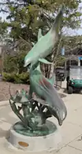 Dolphin statue in front of Seven Seas, Brookfield Zoo Chicago