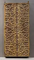Door; 15th-16th century; sculpted, painted and gilded walnut wood