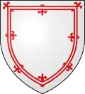 Example of a double tressure flory-counter-flory: Argent a double tressure flory-counter-flory Gules