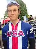 Male cyclist in Team USA cycling uniform