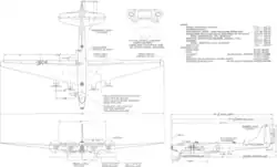 3-view line drawing of the Douglas XB-19