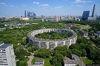 Unusual round-shaped plattenbau in Moscow