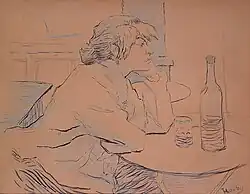 A more developed preparatory study for the painting showing a basic outline