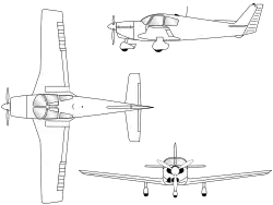 3-view line drawing of the Wassmer WA-54
