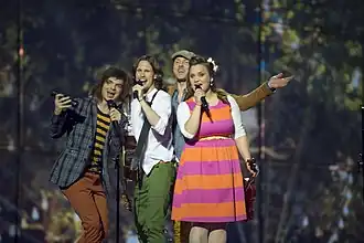 Aarzemnieki performing "Cake to Bake" in Copenhagen (2014)