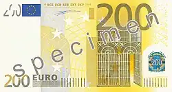 200 euro note of the 2002-2019 series (Obverse)