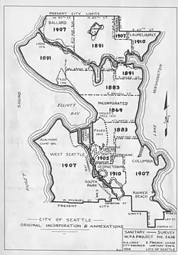 Early annexations to Seattle, Washington