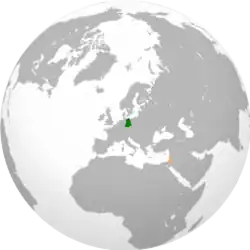 Map indicating locations of East Germany and Israel