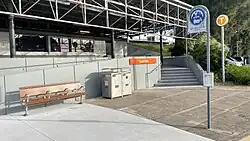 Main entrance and bus stop