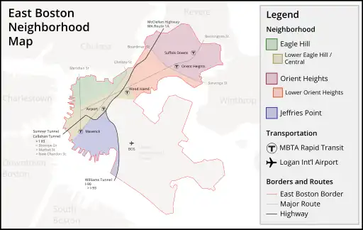 Neighborhood map of East Boston, Massachusetts