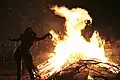 A Bonfire lit to welcome the Beltane morning on Calton Hill