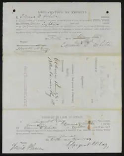 Sargent Day's signature on Cohota's enlistment asserting that he was 18. He was actually 15.