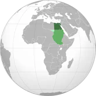 Green: Kingdom of Egypt Lighter green: Condominium of Anglo-Egyptian Sudan Lightest green: Ceded from Sudan to Italian Libya in 1934.