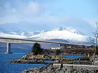 Eilean Bàn with the Skye Bridge behind